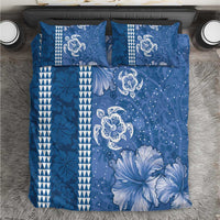 Blue Hibiscus Turle Bedding Set Hawaiian Style Tribal Tapa Pattern LT9 Blue - Polynesian Pride