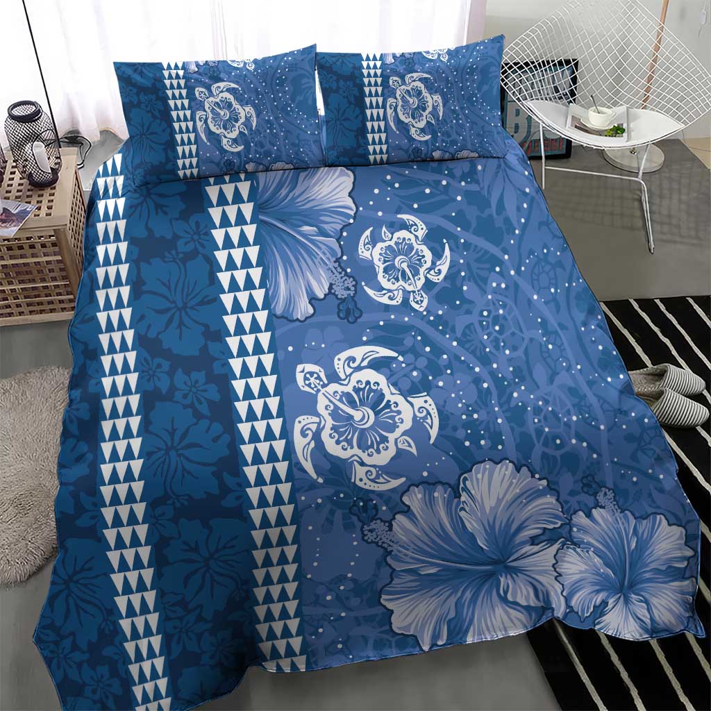 Blue Hibiscus Turle Bedding Set Hawaiian Style Tribal Tapa Pattern LT9 - Polynesian Pride