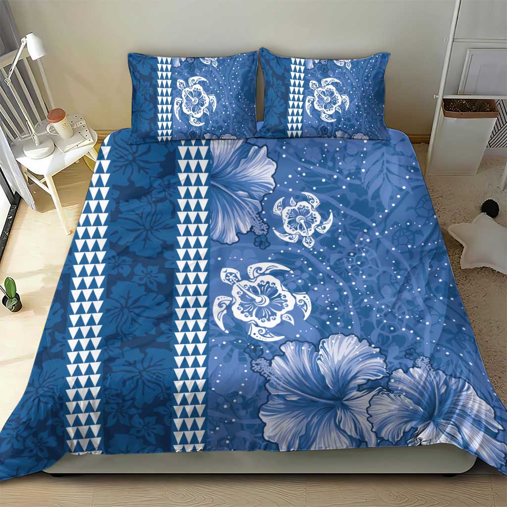 Blue Hibiscus Turle Bedding Set Hawaiian Style Tribal Tapa Pattern LT9 - Polynesian Pride