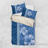 Blue Hibiscus Turle Bedding Set Hawaiian Style Tribal Tapa Pattern LT9 US Twin 172cm x 218cm Blue - Polynesian Pride