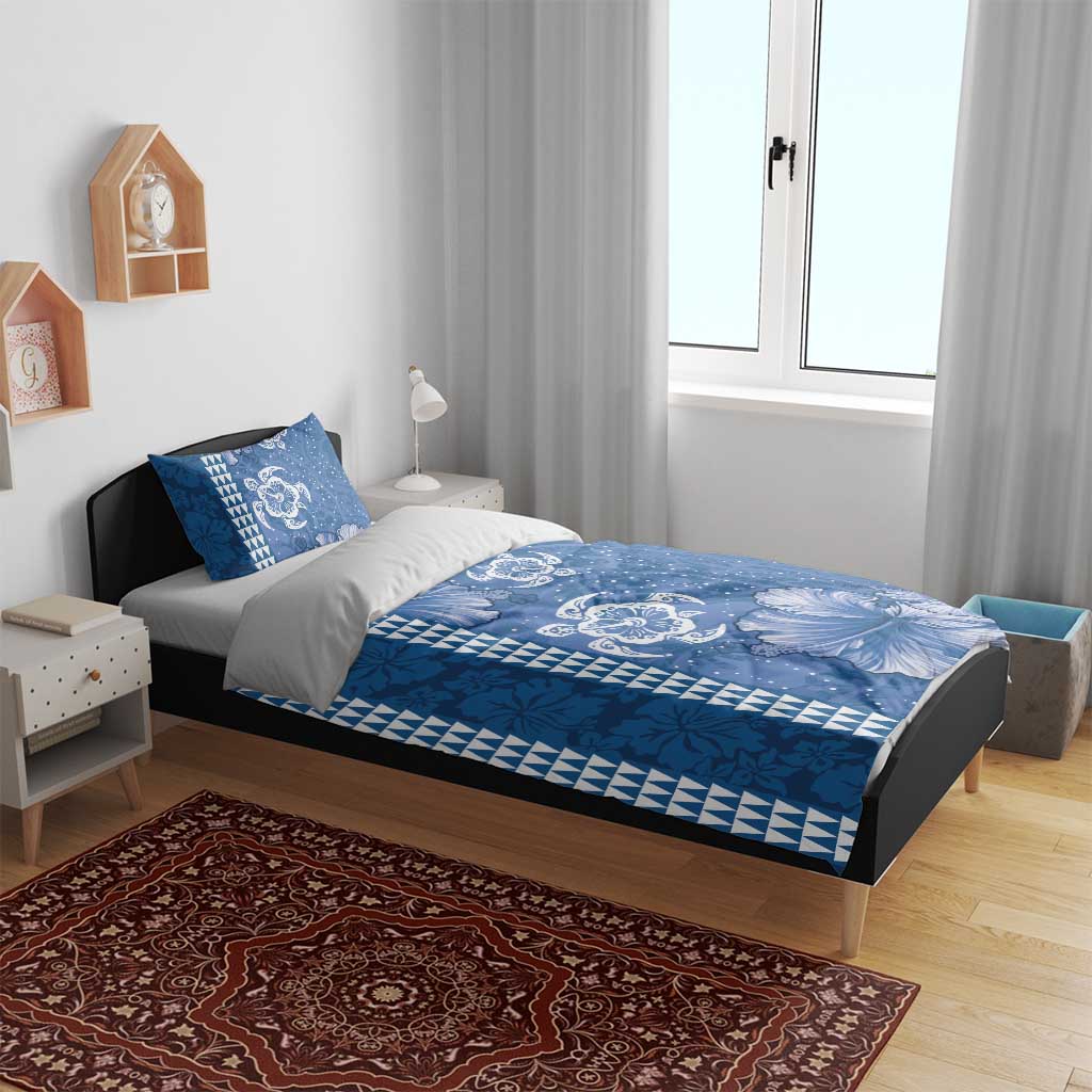 Blue Hibiscus Turle Bedding Set Hawaiian Style Tribal Tapa Pattern LT9 - Polynesian Pride