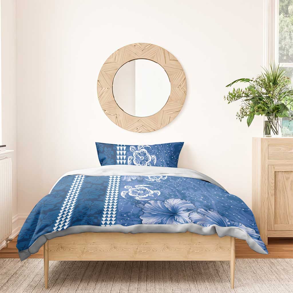 Blue Hibiscus Turle Bedding Set Hawaiian Style Tribal Tapa Pattern LT9 - Polynesian Pride