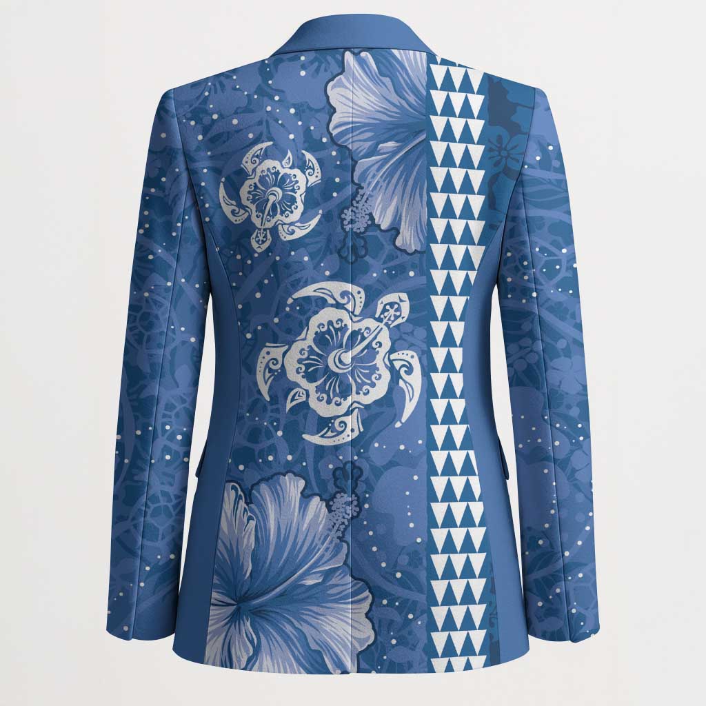 Blue Hibiscus Turle Blazer Hawaiian Style Tribal Tapa Pattern LT9 - Polynesian Pride