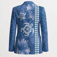 Blue Hibiscus Turle Blazer Hawaiian Style Tribal Tapa Pattern LT9 - Polynesian Pride