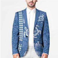 Blue Hibiscus Turle Blazer Hawaiian Style Tribal Tapa Pattern LT9 - Polynesian Pride