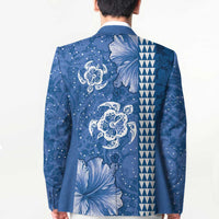 Blue Hibiscus Turle Blazer Hawaiian Style Tribal Tapa Pattern LT9 - Polynesian Pride