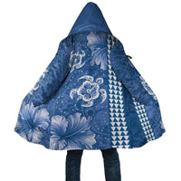 Blue Hibiscus Turle Cloak Hawaiian Style Tribal Tapa Pattern LT9 Unisex Blue - Polynesian Pride