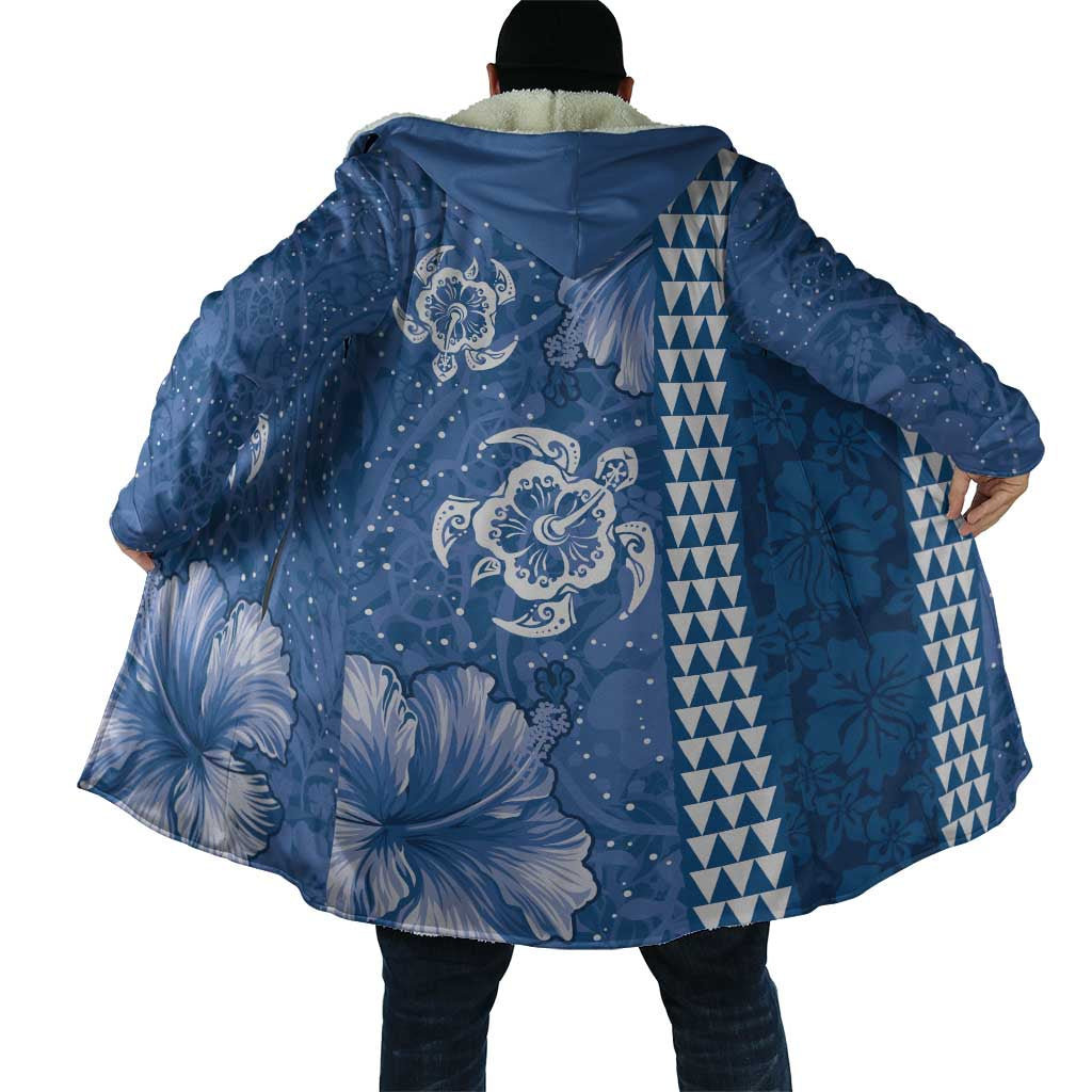 Blue Hibiscus Turle Cloak Hawaiian Style Tribal Tapa Pattern LT9 - Polynesian Pride