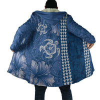 Blue Hibiscus Turle Cloak Hawaiian Style Tribal Tapa Pattern LT9 - Polynesian Pride