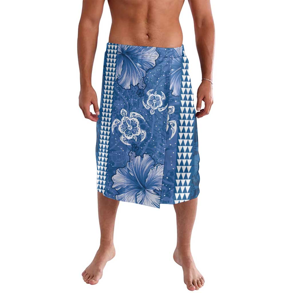 Blue Hibiscus Turle Lavalava Hawaiian Style Tribal Tapa Pattern LT9 Blue - Polynesian Pride