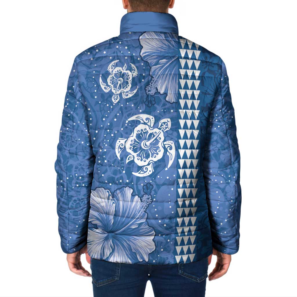 Blue Hibiscus Turle Padded Jacket Hawaiian Style Tribal Tapa Pattern LT9 - Polynesian Pride
