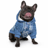 Blue Hibiscus Turtle Pet Hoodie Hawaiian Style Tribal Tapa Pattern LT9 - Polynesian Pride