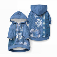 Blue Hibiscus Turtle Pet Hoodie Hawaiian Style Tribal Tapa Pattern LT9 Pullover Blue - Polynesian Pride