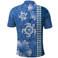Blue Hibiscus Turle Polo Shirt Hawaiian Style Tribal Tapa Pattern LT9 - Polynesian Pride