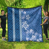 Blue Hibiscus Turle Quilt Hawaiian Style Tribal Tapa Pattern LT9 - Polynesian Pride