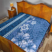 Blue Hibiscus Turle Quilt Hawaiian Style Tribal Tapa Pattern LT9 - Polynesian Pride