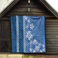 Blue Hibiscus Turle Quilt Hawaiian Style Tribal Tapa Pattern LT9 - Polynesian Pride