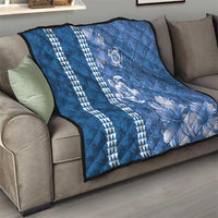Blue Hibiscus Turle Quilt Hawaiian Style Tribal Tapa Pattern LT9 - Polynesian Pride
