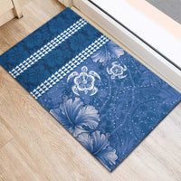 Blue Hibiscus Turle Rubber Doormat Hawaiian Style Tribal Tapa Pattern LT9 - Polynesian Pride