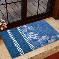Blue Hibiscus Turle Rubber Doormat Hawaiian Style Tribal Tapa Pattern LT9 - Polynesian Pride