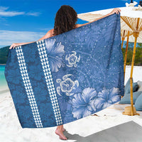 Blue Hibiscus Turle Sarong Hawaiian Style Tribal Tapa Pattern LT9 One Size 44 x 66 inches Blue - Polynesian Pride