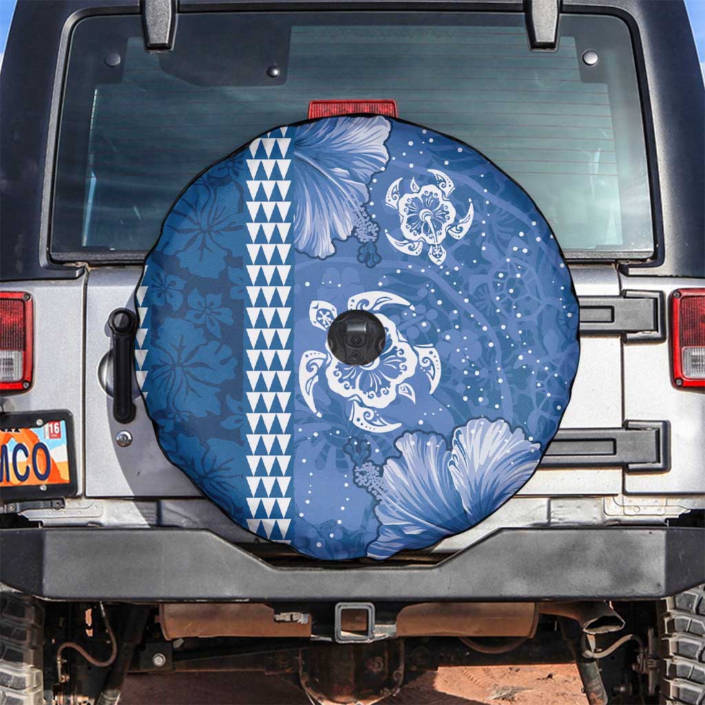 Blue Hibiscus Turle Spare Tire Cover Hawaiian Style Tribal Tapa Pattern LT9 Blue - Polynesian Pride