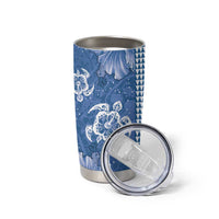 Blue Hibiscus Turle Tumbler Cup Hawaiian Style Tribal Tapa Pattern LT9 - Polynesian Pride