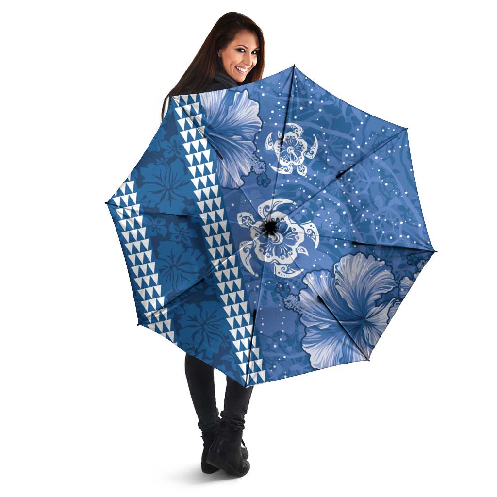 Blue Hibiscus Turle Umbrella Hawaiian Style Tribal Tapa Pattern LT9 - Polynesian Pride