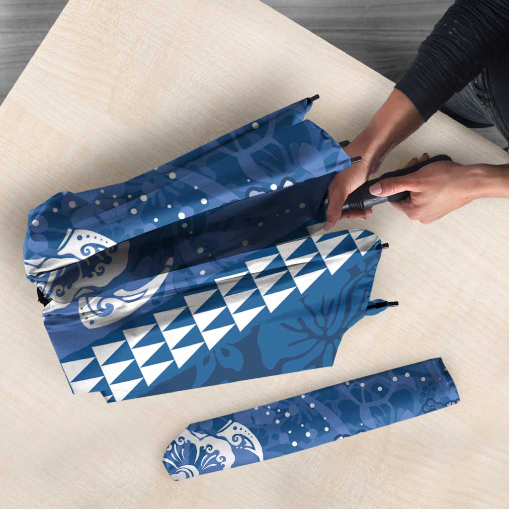 Blue Hibiscus Turle Umbrella Hawaiian Style Tribal Tapa Pattern LT9 - Polynesian Pride