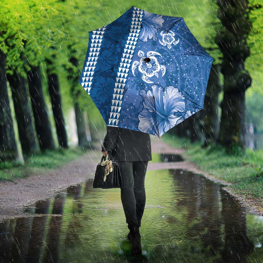Blue Hibiscus Turle Umbrella Hawaiian Style Tribal Tapa Pattern LT9 - Polynesian Pride