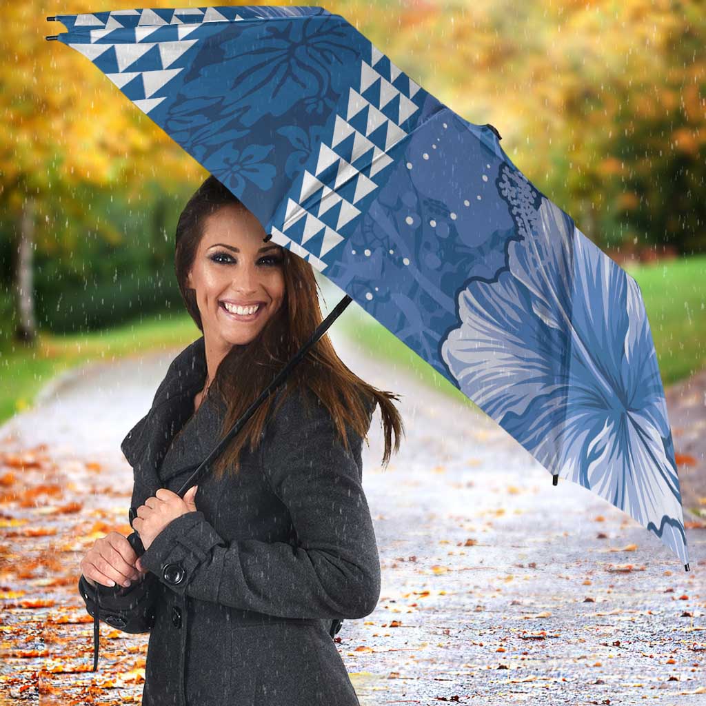 Blue Hibiscus Turle Umbrella Hawaiian Style Tribal Tapa Pattern LT9 - Polynesian Pride