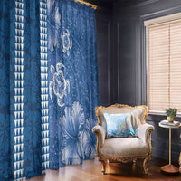 Blue Hibiscus Turle Window Curtain Hawaiian Style Tribal Tapa Pattern LT9 - Polynesian Pride