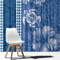 Blue Hibiscus Turle Window Curtain Hawaiian Style Tribal Tapa Pattern LT9 - Polynesian Pride