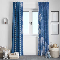 Blue Hibiscus Turle Window Curtain Hawaiian Style Tribal Tapa Pattern LT9 - Polynesian Pride