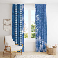 Blue Hibiscus Turle Window Curtain Hawaiian Style Tribal Tapa Pattern LT9 - Polynesian Pride