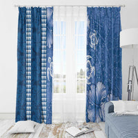 Blue Hibiscus Turle Window Curtain Hawaiian Style Tribal Tapa Pattern LT9 - Polynesian Pride