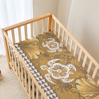 Gold Hibiscus Turtle Baby Bed Cover Hawaiian Style Tribal Tapa Pattern LT9 - Polynesian Pride
