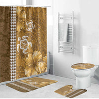 Gold Hibiscus Turle Bathroom Set Hawaiian Style Tribal Tapa Pattern LT9 Bathroom Set (4 pcs) Gold - Polynesian Pride