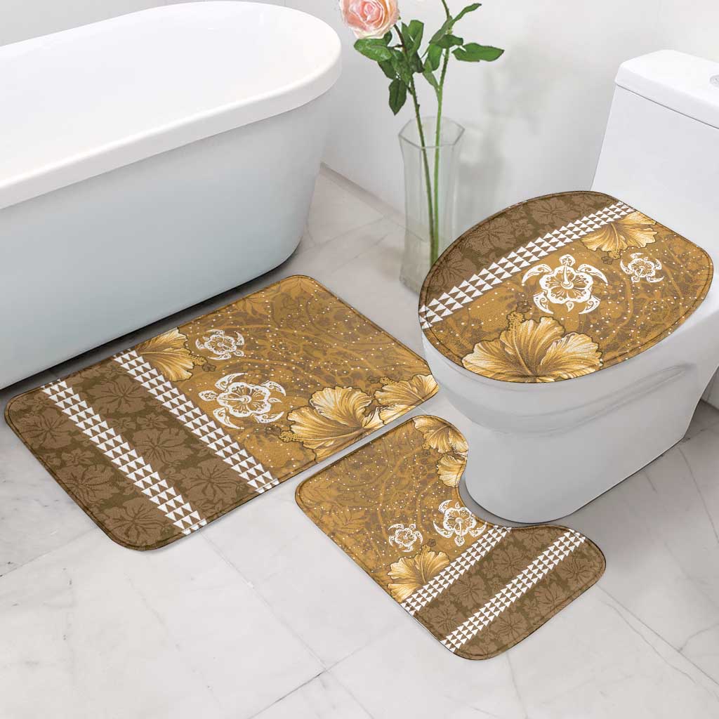 Gold Hibiscus Turle Bathroom Set Hawaiian Style Tribal Tapa Pattern LT9 - Polynesian Pride