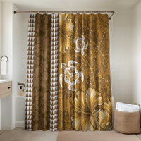 Gold Hibiscus Turle Bathroom Set Hawaiian Style Tribal Tapa Pattern LT9 Shower Curtain Only Gold - Polynesian Pride