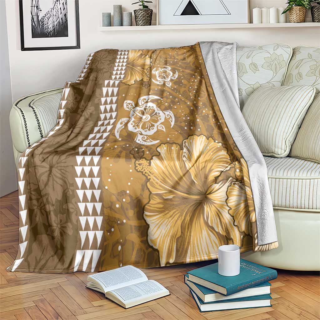 Gold Hibiscus Turle Blanket Hawaiian Style Tribal Tapa Pattern LT9 Gold - Polynesian Pride