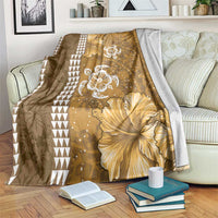 Gold Hibiscus Turle Blanket Hawaiian Style Tribal Tapa Pattern LT9 Gold - Polynesian Pride