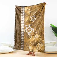 Gold Hibiscus Turle Blanket Hawaiian Style Tribal Tapa Pattern LT9 - Polynesian Pride