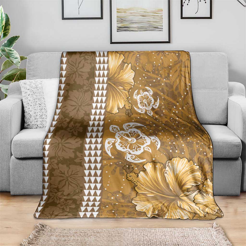 Gold Hibiscus Turle Blanket Hawaiian Style Tribal Tapa Pattern LT9 - Polynesian Pride