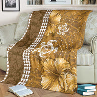 Gold Hibiscus Turle Blanket Hawaiian Style Tribal Tapa Pattern LT9 - Polynesian Pride