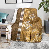 Gold Hibiscus Turle Blanket Hawaiian Style Tribal Tapa Pattern LT9 - Polynesian Pride