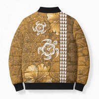 Gold Hibiscus Turle Bomber Puffer Jacket Hawaiian Style Tribal Tapa Pattern LT9 - Polynesian Pride