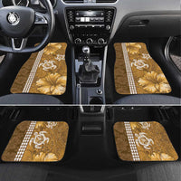 Gold Hibiscus Turle Car Mats Hawaiian Style Tribal Tapa Pattern LT9 Set 4pcs Gold - Polynesian Pride
