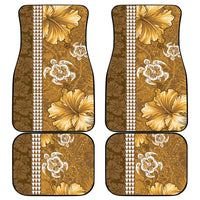 Gold Hibiscus Turle Car Mats Hawaiian Style Tribal Tapa Pattern LT9 - Polynesian Pride