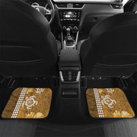 Gold Hibiscus Turle Car Mats Hawaiian Style Tribal Tapa Pattern LT9 Set 2pcs - Back Gold - Polynesian Pride